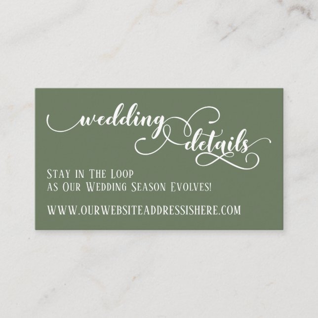 Tarjeta De Recepción Detalles del sitio web de la boda en letra script  (Anverso)