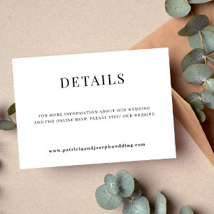 Tarjeta De Recepción Detalles del sitio web de un boda moderno simple