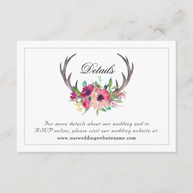 Tarjeta De Recepción Detalles del sitio web del boda (Anverso)