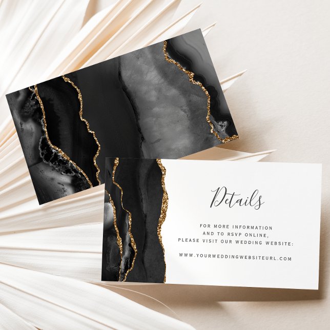 Tarjeta De Recepción Detalles del sitio web del Boda de Black Gold Agat (Subido por el creador)