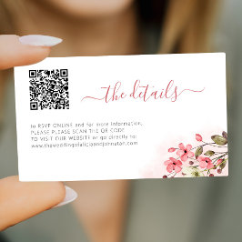 Tarjeta De Recepción Detalles del sitio web del boda de código QR flora