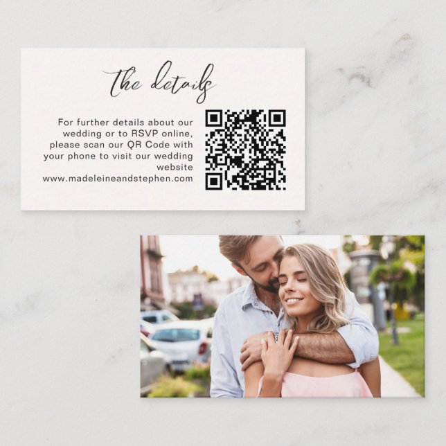 Tarjeta De Recepción Detalles del sitio web del boda de fotografías min (Anverso / Reverso)