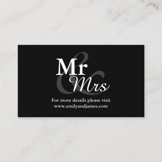 Tarjeta De Recepción Detalles del Sr.&Mrs. Simple Elegant Typography Bo (Anverso)
