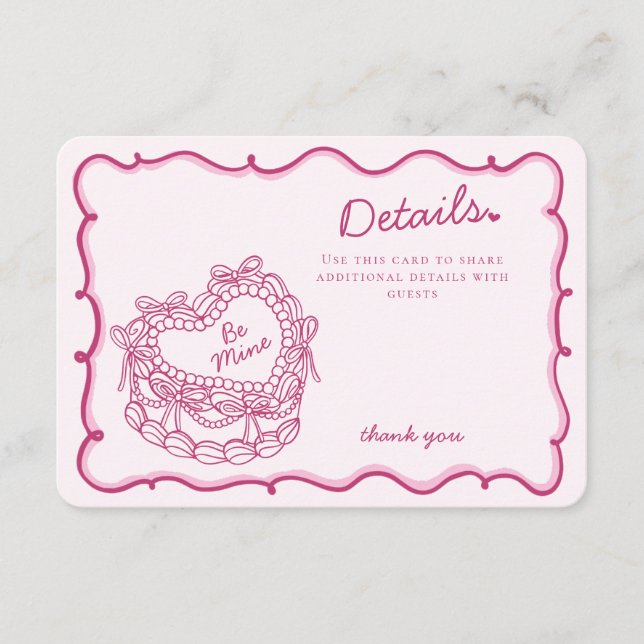 Tarjeta De Recepción Detalles del tarta de coqueta de coqueta rosa retr (Anverso)