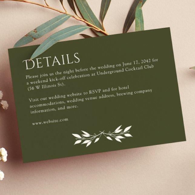 Tarjeta De Recepción Detalles del verde oliva a rayas de monograma mini (Subido por el creador)