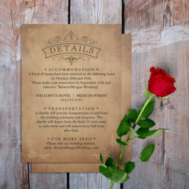 Tarjeta De Recepción Detalles del viejo pergamino de Boda victoriano (Subido por el creador)