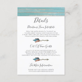 Tarjeta De Recepción Detalles/direcciones de la pluma turquesa rusa de