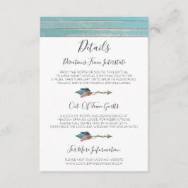 Tarjeta De Recepción Detalles/direcciones de la pluma turquesa rusa de 