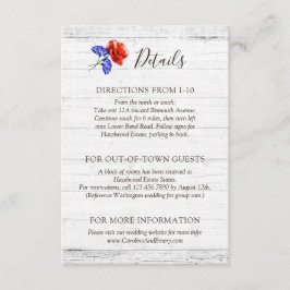 Tarjeta De Recepción Detalles/direcciones de la Rústica de la amapola y