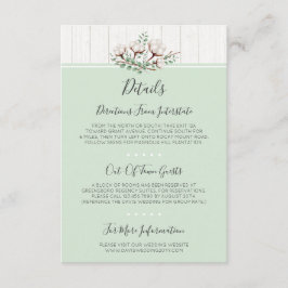 Tarjeta De Recepción Detalles/direcciones del algodón y la madera rústi