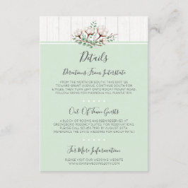 Tarjeta De Recepción Detalles/direcciones del algodón y la madera rústi