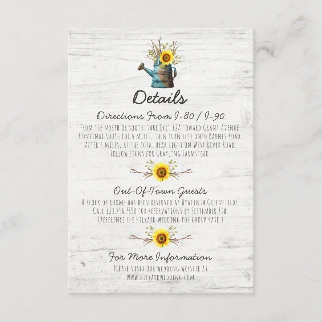 Tarjeta De Recepción Detalles/direcciones del Boda de madera rústica de (Anverso)