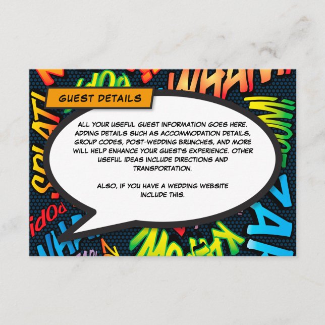 Tarjeta De Recepción Detalles divertidos de alojamiento para bodas de c (Anverso)