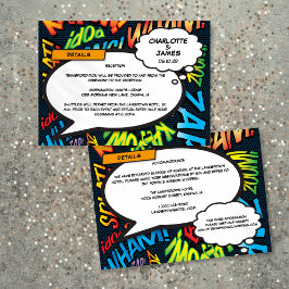 Tarjeta De Recepción Detalles Divertidos de la Boda de Cómic Informació