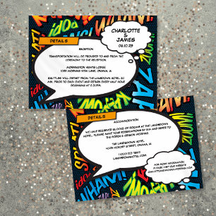 Tarjeta De Recepción Detalles Divertidos de la Boda de Cómic Informació