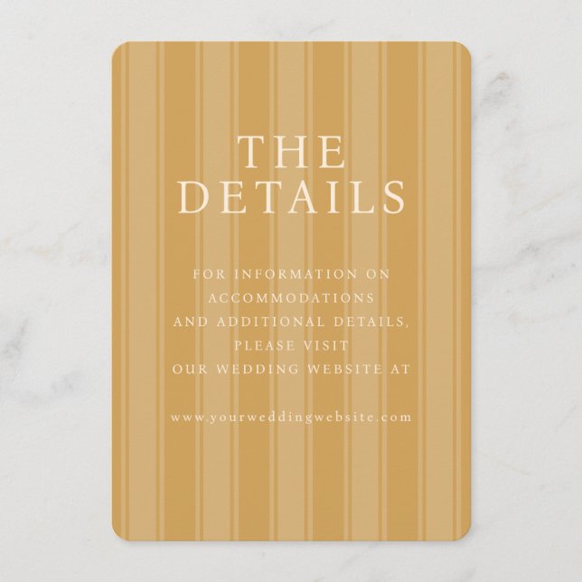 Tarjeta De Recepción Detalles Elegantes a Rayas Beige (Anverso)