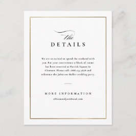 Tarjeta De Recepción Detalles elegantes clásicos de Boda blanco y negro