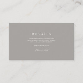 Tarjeta De Recepción Detalles elegantes de Boda blanco y gris