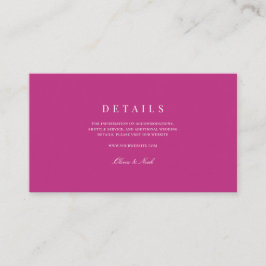 Tarjeta De Recepción Detalles elegantes de Boda blanco y magenta