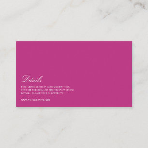 Tarjeta De Recepción Detalles elegantes de Boda blanco y magenta