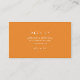 Tarjeta De Recepción Detalles elegantes de Boda blanco y Naranja