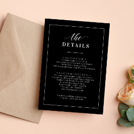 Tarjeta De Recepción Detalles elegantes de Boda blanco y negro