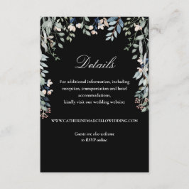 Tarjeta De Recepción Detalles Elegantes De Boda Blanco Y Negro Floral