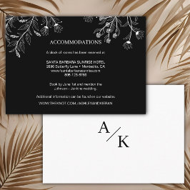 Tarjeta De Recepción Detalles elegantes de Boda blanco y negro floral