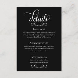 Tarjeta De Recepción Detalles elegantes de Boda de guiones blancos y ne