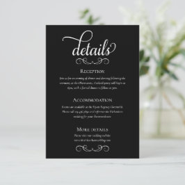 Tarjeta De Recepción Detalles elegantes de Boda de guiones blancos y ne