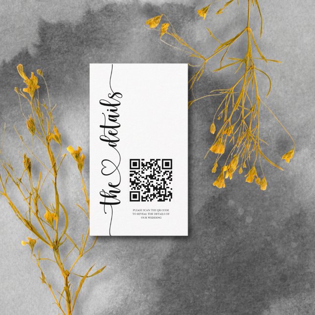 Tarjeta De Recepción Detalles elegantes de Boda de guiones blancos y ne (Subido por el creador)
