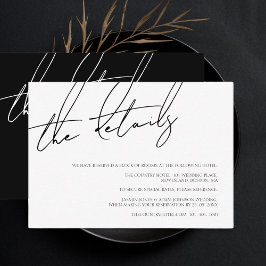 Tarjeta De Recepción Detalles elegantes de Boda de guiones blancos y ne