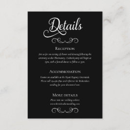 Tarjeta De Recepción Detalles elegantes de Boda de guiones blancos y ne