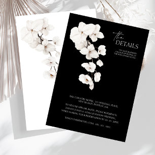 Tarjeta De Recepción Detalles elegantes de Boda de orquídeas blancas y