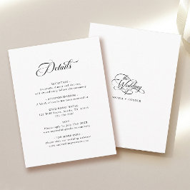 Tarjeta De Recepción Detalles Elegantes de Boda en Negro y Blanco