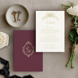 Tarjeta De Recepción Detalles Elegantes de Bodas de la Era Regencia