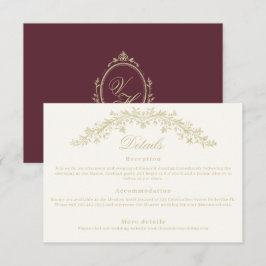 Tarjeta De Recepción Detalles Elegantes de Bodas de la Era Regencia