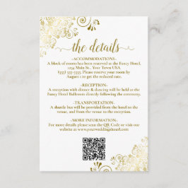 Tarjeta De Recepción Detalles elegantes de código QR para Bodas blancos