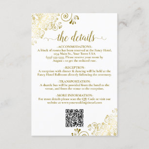 Tarjeta De Recepción Detalles elegantes de código QR para Bodas blancos