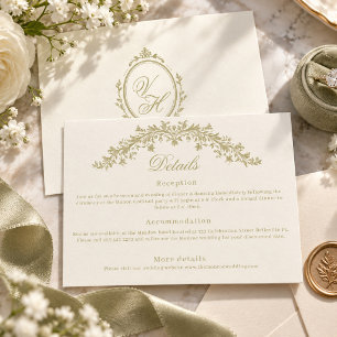Tarjeta De Recepción Detalles Elegantes de Herencia de la Boda de la Er