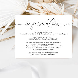 Tarjeta De Recepción Detalles elegantes de la boda, información del Bod