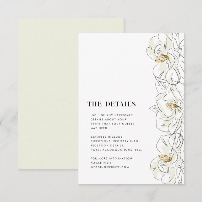 Tarjeta De Recepción Detalles elegantes de la Magnolia Blanca Boda (Anverso / Reverso)