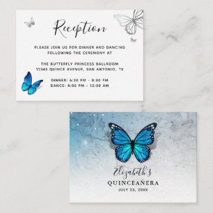 Tarjeta De Recepción Detalles elegantes de la mariposa azul