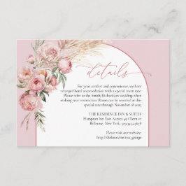 Tarjeta De Recepción Detalles elegantes de las peonías pampas de arcos