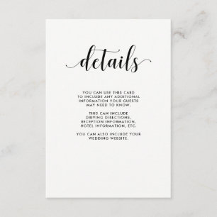 Tarjeta De Recepción Detalles elegantes de los huéspedes Bodas blancos 