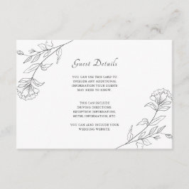 Tarjeta De Recepción Detalles elegantes de los huéspedes florales blanc