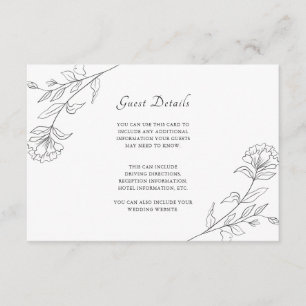 Tarjeta De Recepción Detalles elegantes de los huéspedes florales blanc