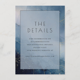 Tarjeta De Recepción Detalles Elegantes de Mármol Azul