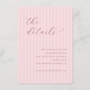 Tarjeta De Recepción Detalles Elegantes de Rayas Rosadas