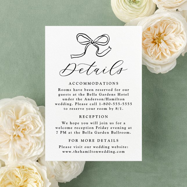 Tarjeta De Recepción Detalles elegantes del Boda Black Bow (Subido por el creador)